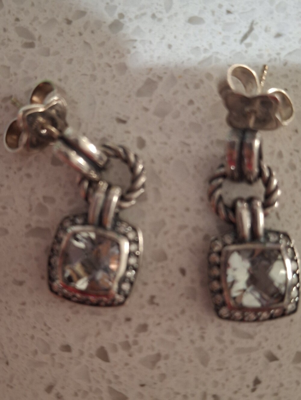 David Yurman Albion Prasiolite and Diamond drop Earrings